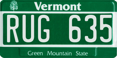 VT license plate RUG635