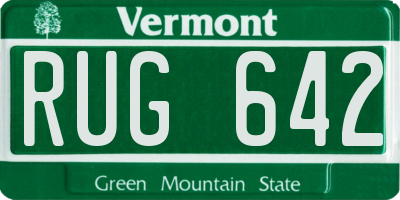VT license plate RUG642