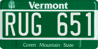 VT license plate RUG651