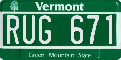 VT license plate RUG671