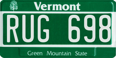 VT license plate RUG698