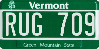 VT license plate RUG709