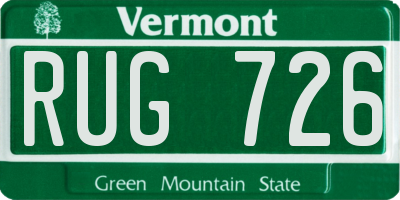 VT license plate RUG726