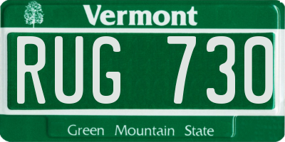 VT license plate RUG730