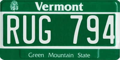 VT license plate RUG794
