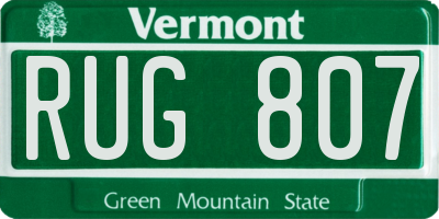 VT license plate RUG807