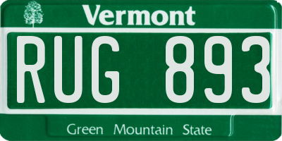 VT license plate RUG893