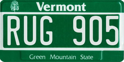 VT license plate RUG905