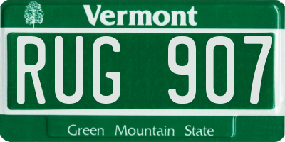 VT license plate RUG907
