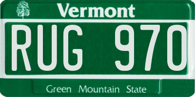 VT license plate RUG970