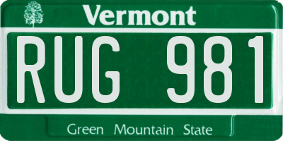 VT license plate RUG981