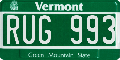 VT license plate RUG993
