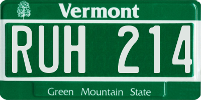 VT license plate RUH214