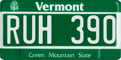 VT license plate RUH390