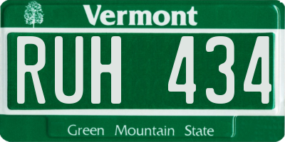 VT license plate RUH434