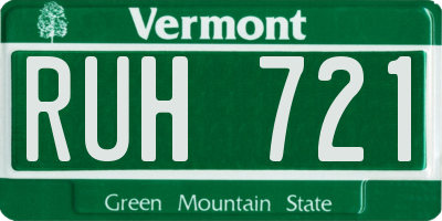 VT license plate RUH721
