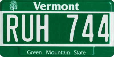 VT license plate RUH744