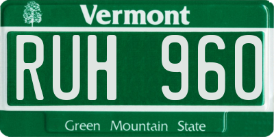 VT license plate RUH960