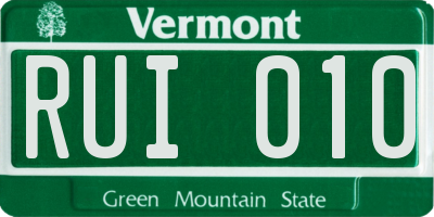 VT license plate RUI010