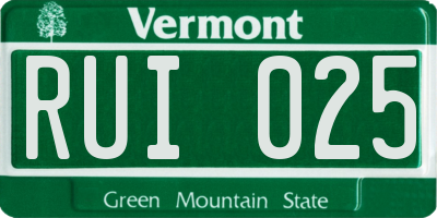 VT license plate RUI025