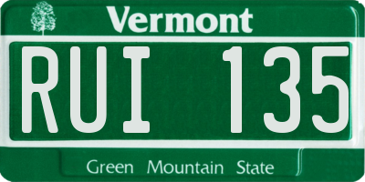VT license plate RUI135