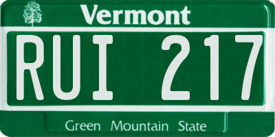 VT license plate RUI217