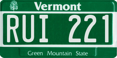VT license plate RUI221
