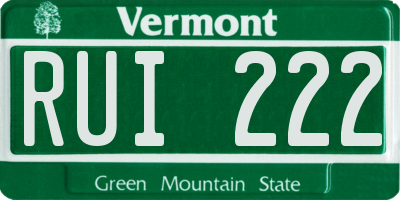 VT license plate RUI222