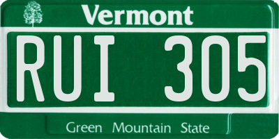 VT license plate RUI305
