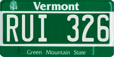 VT license plate RUI326