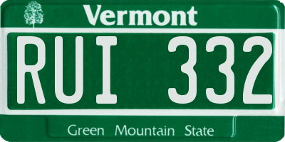 VT license plate RUI332