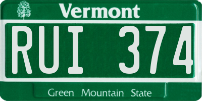 VT license plate RUI374