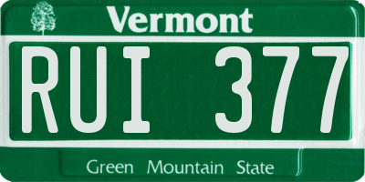VT license plate RUI377