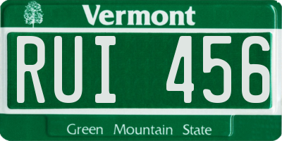 VT license plate RUI456