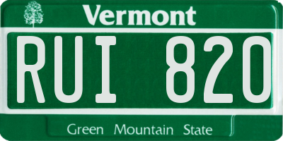 VT license plate RUI820