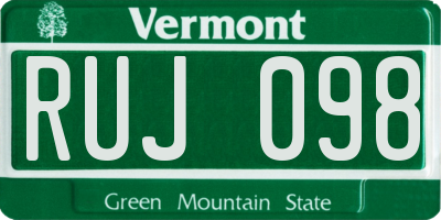 VT license plate RUJ098