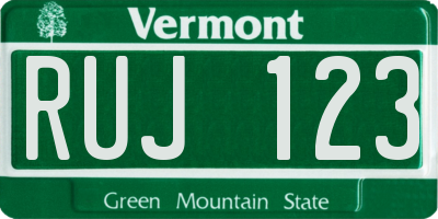 VT license plate RUJ123