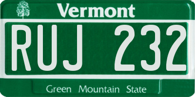 VT license plate RUJ232