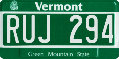 VT license plate RUJ294