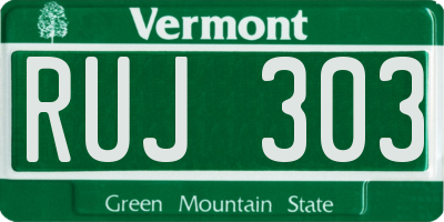 VT license plate RUJ303
