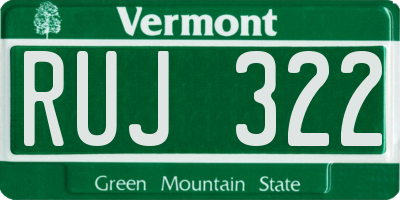 VT license plate RUJ322