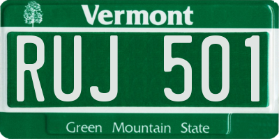 VT license plate RUJ501