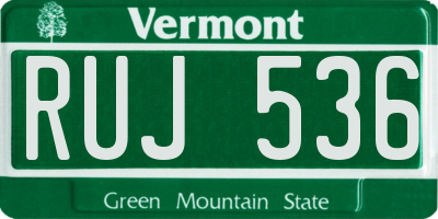 VT license plate RUJ536