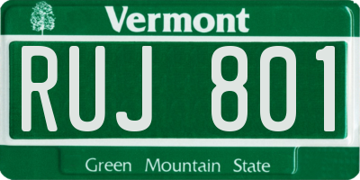 VT license plate RUJ801