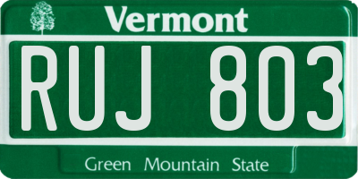 VT license plate RUJ803