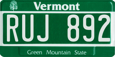 VT license plate RUJ892