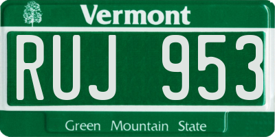 VT license plate RUJ953