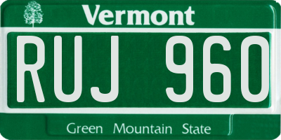 VT license plate RUJ960