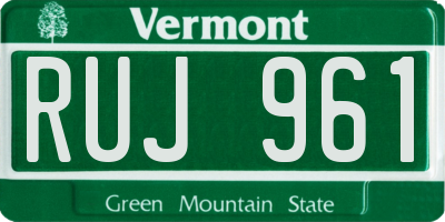 VT license plate RUJ961