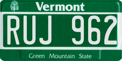 VT license plate RUJ962